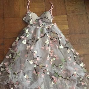 Butterfly and flower high low maxi dress